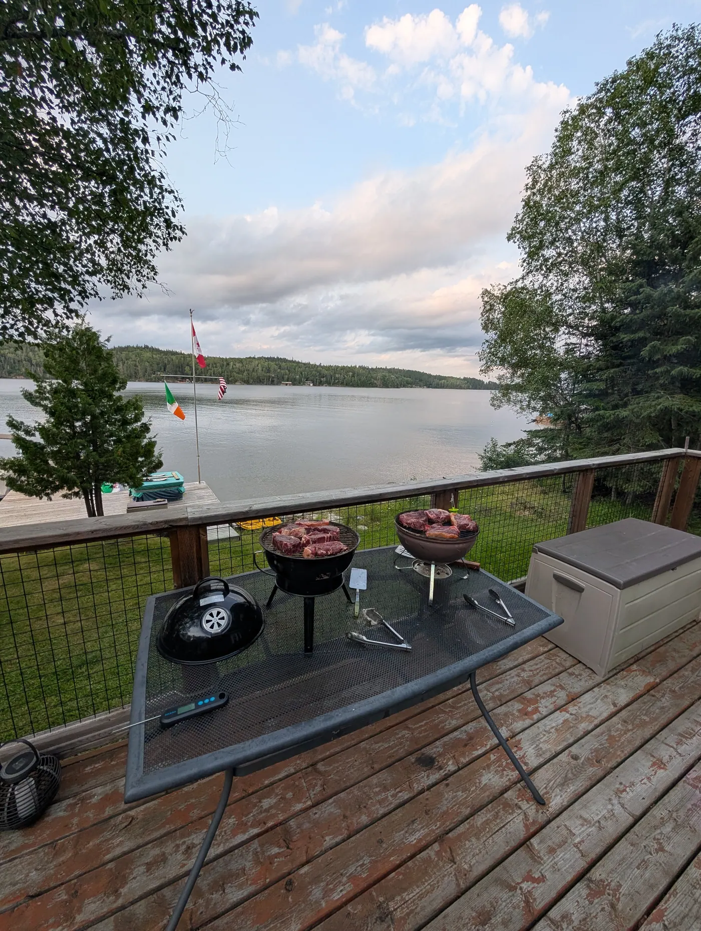 The deck with barbecue, looking out over the water.